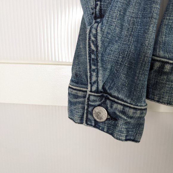 United Colors of Benetton Denim Jacket 100% Cotton Size Small Utility Classic - Picture 4 of 14